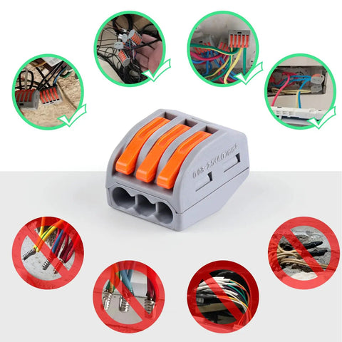 60 Piece Lever Wire Connector Nuts Kit for Two or Three Wire Quick Splice Electrical Connectors and Wiring Terminals