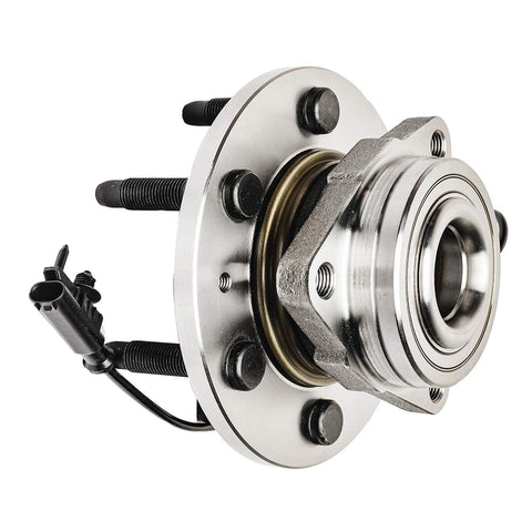 Beefed Up Front Wheel Bearing Hubs Kit For 4WD Chevy GMC Silverado Sierra Yukon Suburban Tahoe Avalanche Cadillac Escalade ESV EXT 6 Studs Models With Two Bearings And Hubs Mounting Replacement, side view