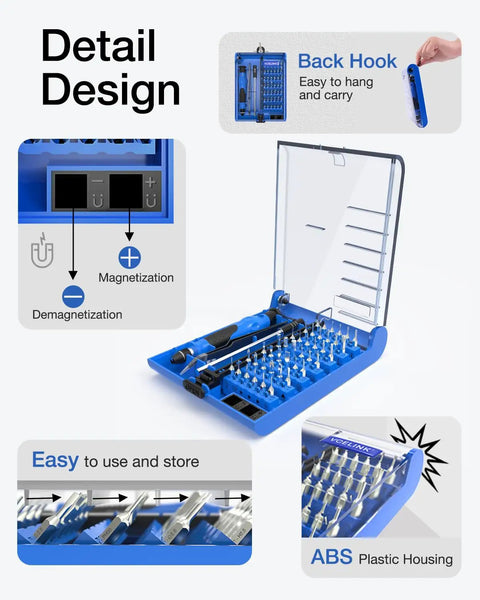 45-In-1 Mini Precision Screwdriver Set With Magnetic Bits, Tweezers And Extension Shaft For Laptop, PC, Phone, Console, Tablet, Glasses And More, Compact Easy Grip Everyday Repair Kit For Pros