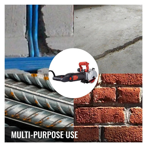4800W Wall Chaser Concrete Cutter With One Time Molding For Fast Clean Wall Chases 125mm Circular Saw Powerful Electric Slotting Tool For Durable Efficient Job Site Performance cutting concrete, brick, and rebar channels