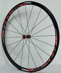 Front view of Carbon Fiber Road Bike Wheel Set 700C 30mm Matte Black Aluminum Double Wall Rim Quick Release Front 100mm
