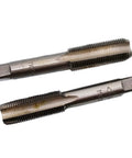 Pro Gear Hss Metric Thread Taps M12 X 1mm Right Hand Taper And Plug Tap Set showing high speed steel taps with cuts.