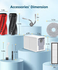 Dimensions of Must Have Replacement Vacuum Parts Kit For Roborock S5V Curv Edge Edge S5A Curv S5X showing brushes, mop pads, and filters