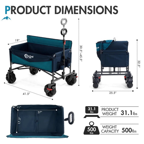 3 In 1 Heavy Duty Utility Wagon With Five Hundred Pound Capacity That Transforms Into A Two Seat Beach Bench Foldable Cart