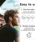 Man using Ultra Comfortable Noise Canceling Earplugs For Sleep And Focus, Flexible Reusable Two Pack in a light green color.