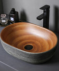 Countertop Bathroom Sinks Ceramic Carving/Oval Bathroom Sink Handmade Countertop Vessel Bathroom Sink 15.7 X 10.6 X 5.1 Inches with unique design.