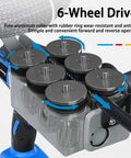 Close-up of the 6-wheel drive feature on the Hardcore Cordless Wire Threader, showcasing fine aluminum rollers and rubber rings.
