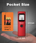 165ft Laser Distance Meter With 1/8 Inch Accuracy, IP54 Handy Laser Measure Tool For DIY Indoor Projects, Ft/In/FT/In/M Units, Great For Quick Area And Volume Calculations, Long Battery Life On 2 AAA Batteries, pocket-size red body, 4.72 inch