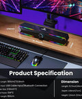Desktop Computer Speakers With Clear Stereo Sound And Flowing LED Lights, Bluetooth And USB Input, 2x5W Power, on desk
