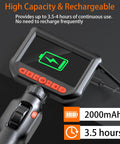Two Way Articulating Borescope With 1080P HD Endoscope Camera And 8 LED Lights showing high capacity rechargeable feature