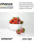 Energy Saving LED BR30 Flood Bulbs 65W Equivalent 10.5W showcase enhanced color rendering with strawberries in bowl