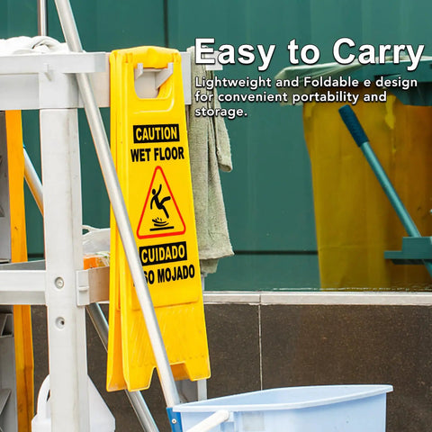 24 Inch Caution Wet Floor Sign 3 Pack Bright Yellow A Frame Double Sided Safety Warning Signs Bilingual For Commercial Use