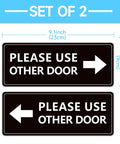 2 Pack Please Use Other Door Sign With Left Right Arrow Self Adhesive Weatherproof Vinyl Entrance Sticker, 9.1x3.5 inch