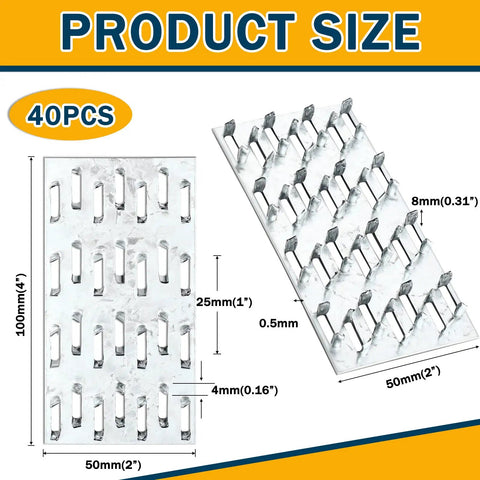 Hella Sturdy 40 Pack Galvanized Truss Mending Plates 2X4 Inch Steel Tie Brackets Roofer Approved With Deep 8Mm Nail Teeth For Heavy Duty Wood Construction Frames