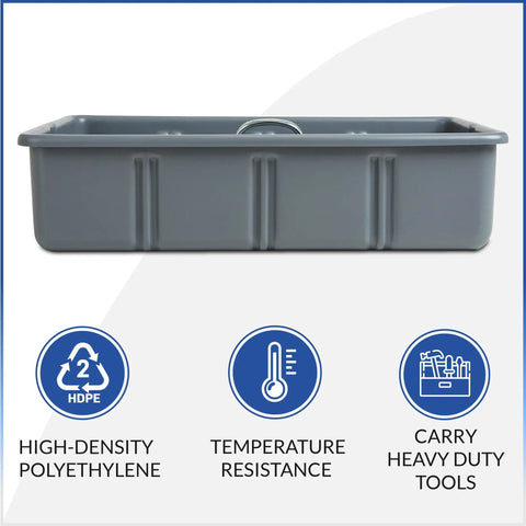 Heavy Duty Multiuse Tote Tray With Six Dividers For Organizing Your Garage Tools Cleaning Supplies And Plumbing Gear In A Tough Portable Plastic Organizer With Handy Handle