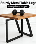 Heavy Duty Steel Table Legs Set Of Two, Rock Solid Black Metal Stand With Adjustable Leveling Feet, modern metal table legs and wood top.