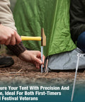 Securing tent with Lag Screws Three Eighths Heavy Duty Bolts With Chain Links And Washers Tent Stakes Kit in desert.