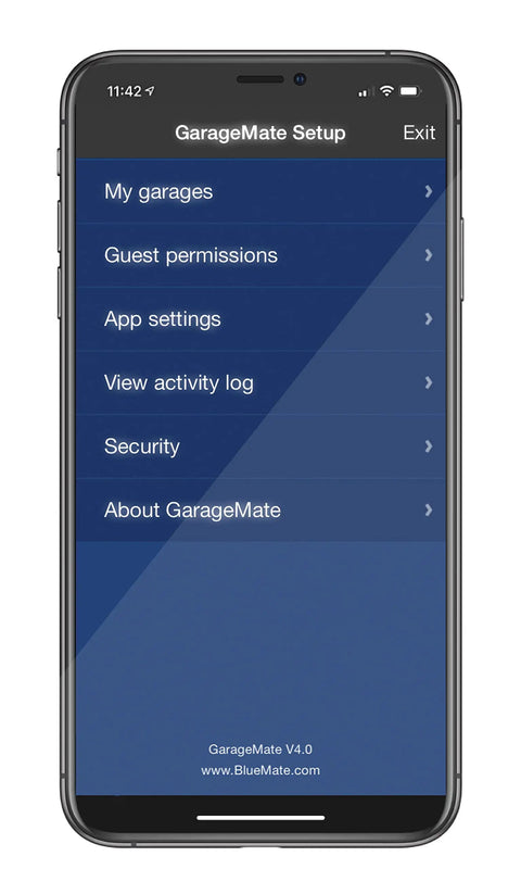 Smart Garage Opener Controller For iPhone Android And Apple Watch With No Fuss Setup And Secure Bluetooth 4.0 Access app menu