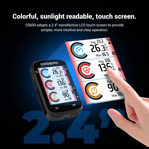 Color Touchscreen GPS Bike Computer CS600 Wireless IPX7 Waterproof Cycling GPS Speedometer With ANT Plus Backlight Display