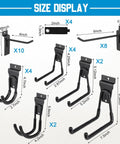 36 Piece Slatwall Hooks And Hangers Set With Heavy Duty Slat Wall Hooks And 4 Storage Straps For Garage Wall Organization And Home Garden Storage, size display diagram