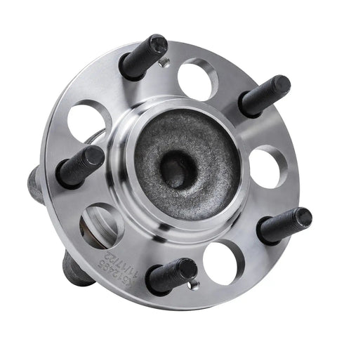 Heavy Duty Rear Wheel Bearing And Hub Assembly For 2014 To 2019 Kia Soul Fwd close-up showing five lug bolt pattern and ABS sensor.