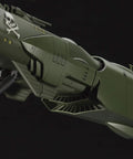 Close-up of Space Pirate Arcadia 1:1500 Scale Plastic Model Kit for Captain Harlock Fans, battleship side detail.
