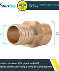 Brass Crimp Male Reducing Adapter 1 Inch To Three Quarters Inch MNPT For Pex Pipe To Copper FNPT Connections Plumbing Fitting