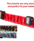 10 Pack Battery Holder For M18 18V Batteries Wall Mount Tool Holder Storage Case, red ABS plastic, mounted with two batteries