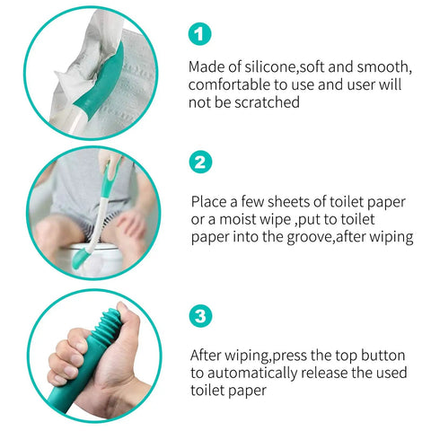 Steps to use Long Reach Comfort Toilet Wiping Aid For Limited Mobility Easy Self Assist Tool With Extended Grip, ergonomic handle