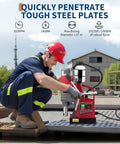 Man operating 1550W Magnetic Drill Press with 1.57 Inch Capacity And Rock Solid 2920 Lbf Grip for steel fabrication.