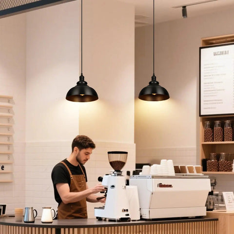 Black Pendant Light With Plug In Cord And Dimmable Dimmer Switch Industrial Hanging Kitchen Island Fixture over coffee bar