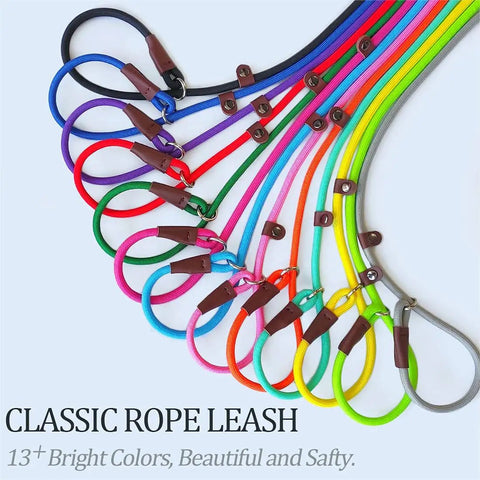 No Pull Slip Lead For Dogs 7 Ft Rope Leash 1/4 Inch Width 13 Plus Colors 2 In 1 Leash And Collar for small to medium dogs