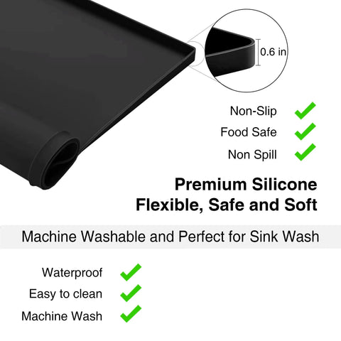Top Shelf Silicone Washer And Dryer Cover 26 X 18 Inch Non Slip Waterproof Protector Mat Laundry Room Appliance Quality Real Deal Durable Storage Shelf Black surface detail showing raised edge and soft texture.