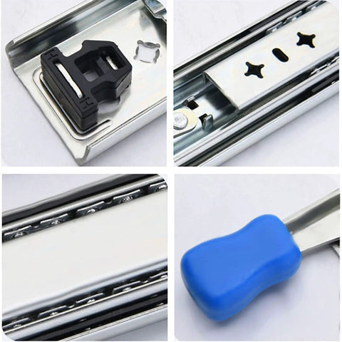 Close-up of Heavy Duty Drawer Slides With Locking Ball Bearings, Full Extension Rails Set, Side Mount Drawer Runners, 650mm (26 Inch)