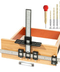Aluminum Cabinet Hardware Jig Kit For Fast Precise Door Handle And Drawer Front Knob Installing Including Automatic Center Punch And Four Drill Bits For Quick Pro Grade Mounts, includes ABS jig with drill bits and center punch