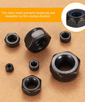 Nylon Insert Hex Lock Nuts Set Of 220 Pieces Carbon Steel Black Lock Nuts With Hex Drive For M3 M4 M5 M6 M8 M10 M12