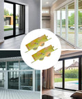 2 Pack Sliding Patio Door Tandem Roller Assembly Replacement Fits Guardian Croft VinylMax And Other Sliding Door Manufacturers 1-1/4 Inch Steel Ball Bearing End Adjustment 5-3/4 Inch Screw Hole Centers image showing roller and installed sliding doors