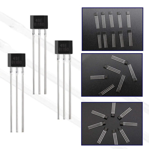 49E OH49E S49E SS49E Linear Hall Effect Sensor TO92 Package displayed from multiple angles.