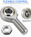 Premium Rod End Bearing Featuring 5/8 Inch Bore And 5/8-18 Right Hand Thread Galvanized Steel Joint angle showing detailed inner joint.