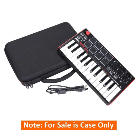 Durable EVA Hard Case For Akai MPK Mini MK3 And MPK Mini Play MK3 25 Key USB MIDI Keyboard Controller With cable next to it