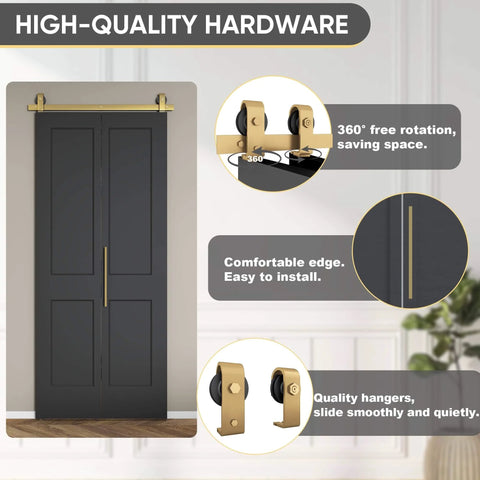 36 Inch By 84 Inch Bi Fold Barn Door Set With Two Panels And Brushed Gold Hardware Space Saving Interior Sliding Door