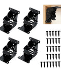 Rock Solid Self Locking Folding Hinges With 90 Degree Folding Leg Bracket Setup And Thick Steel Plates For Knockout Grit Plus No Nonsense Load Support In Classic Black. Four brackets and screws for secure installation.