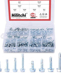 Zinc Plated Hex Washer Head Self Drilling Sheet Metal Screws Assortment Kit With Eight Popular Sizes in clear case