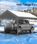 Heavy Duty 10x20 Carport Replacement Cover Fits 10x20 Frames Waterproof Gray Top Tarp Canopy With Fabric Leg Skirts Snow