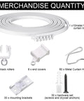 Flexible Curtain Track System Dope Bendable Ceiling Rail For Curved Walls And Wall Mount White 10 Meters Long Includes 80 Rollers 80 Hooks 30 Brackets for ceiling track kit