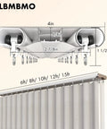 Ultra Quiet Ceiling Mount Curtain Track System 5 To 16 Feet White Aluminum Double Rail For Bedroom Window And Hotel Drop Ceiling Install side view with curtain hooks