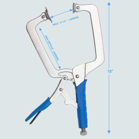 Heavy Duty C Clamp With Swivel Pads Vise Grip Locking Pliers 18 Inch Face Clamp for woodworking welding and pocket hole joinery