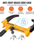 Universal Wheel Clamp Lock Set, Adjustable Anti Theft Tire Lock For ATV, SUV, Car, Golf Cart, Boat, And Motorcycle, yellow design shown
