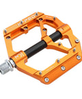 Orange Aluminum Alloy 6061 CNC Machined MTB Pedals 9 Sixteenth Inch Wide Platform Non Slip with CrMo Steel Axle for Bikes