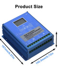 Beast 15000W Wind Solar Hybrid Charge Controller 12V/24V with MPPT Boost, LCD Display, showing dimensions and connectors